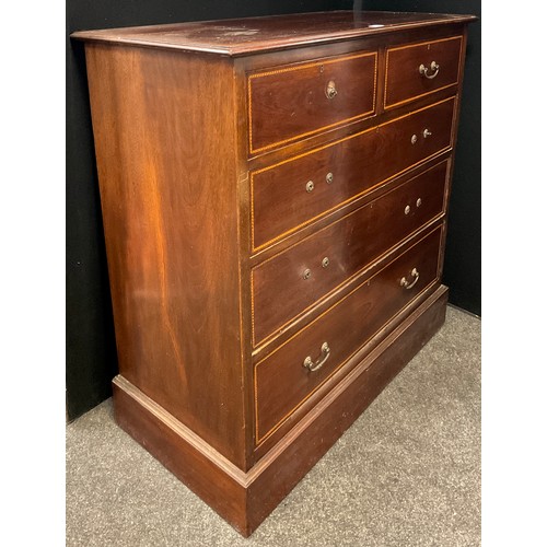 89 - An Edwardian mahogany chest of two short over three long graduated drawers, 108.5cm high, 106.5cm wi... 