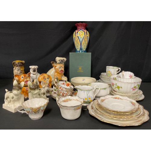 110 - A Royal Albert Autumnal Crocus part tea set; an Old Tupton Ware tube lined vase, boxed; a 1920s oran... 