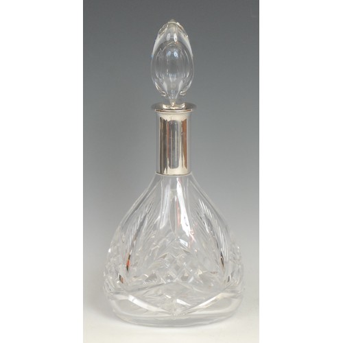 71 - A Continental silver mounted cut glass decanter, 31cm high, halbmond und krone mark, 800 standard, e... 