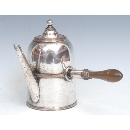 75 - A George III Old Sheffield Plate side-handled coffee pot, domed cover with ball finial, reeded girdl... 