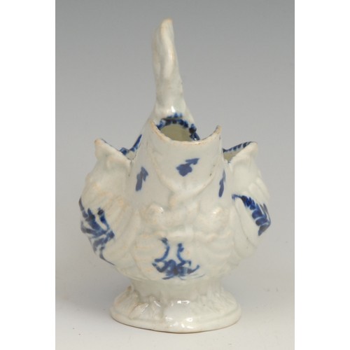 167 - A Liverpool dolphin ewer cream jug, in relief with shell moulding, the spout with entwined dolphins,... 