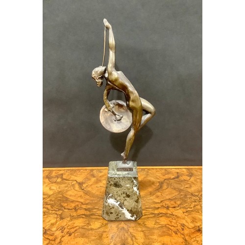 211 - Raymonde Guerbe (1894-1995), a cold-painted dark-patinated spelter figure, Jericho, signed Guerbe, s... 