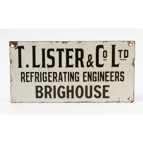 384 - Advertising - a rectangular shaped single sided enamel sign, black lettering on a white ground, 'T.L... 