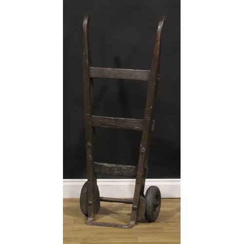 288 - A wooden and cast iron sack truck, 117cm high