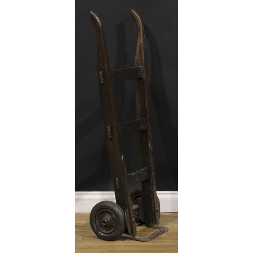 288 - A wooden and cast iron sack truck, 117cm high