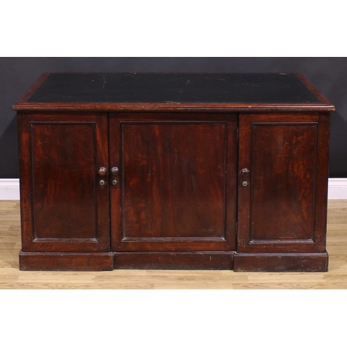 191 - A William IV mahogany government building office desk, rectangular top with inset tooled leather wri... 