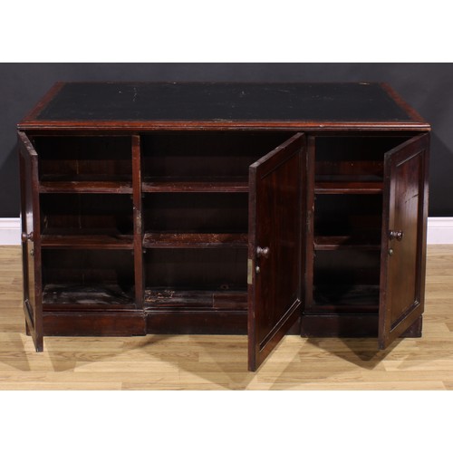 191 - A William IV mahogany government building office desk, rectangular top with inset tooled leather wri... 