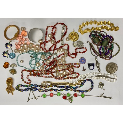 402 - Costume Jewellery - various, millefiori; an Egyptian Revival style necklace; a snake bangle; etc