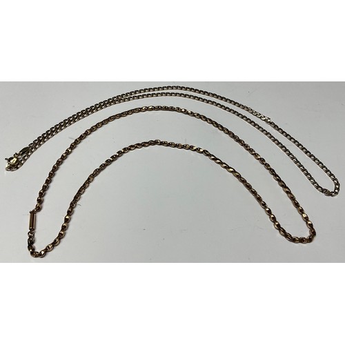 426 - A late 19th century 9ct rose gold necklace chain, apparently unmarked, 8.3g; a 9ct gold necklace cha... 