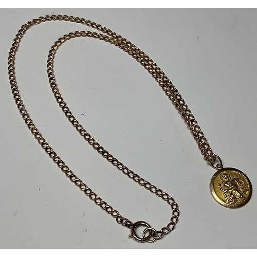 427 - A 9ct rose and yellow gold St Christopher pendant necklace, the pendant marked 375, 12.4g