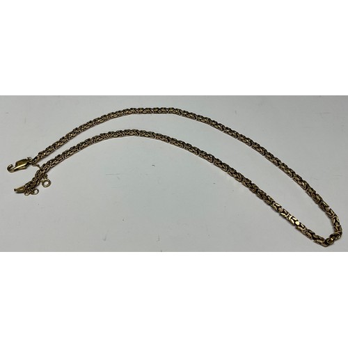 428 - A 9ct gold fancy box link necklace, marked 375, 23g