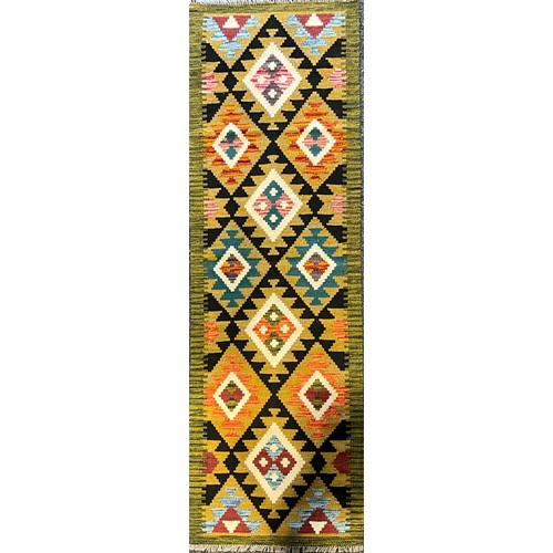 460 - Oriental Carpets - a hand knotted woollen Maimana Kilim runner, 199cm x 62cm