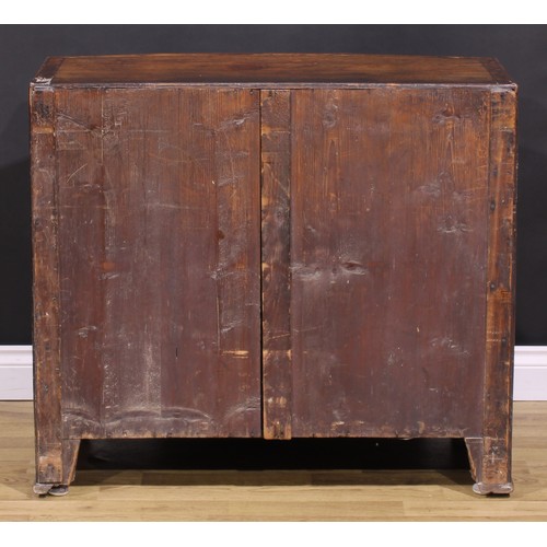 377 - A George III mahogany bowfront bachelor’s chest, caddy top above a slide and three long graduated co... 