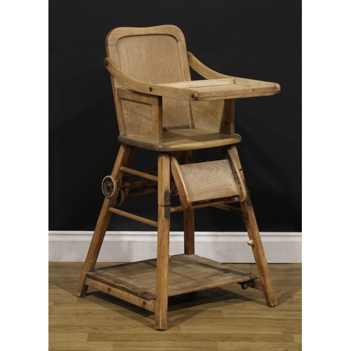 378 - An early 20th century metamorphic child's combination high chair and learning station, 94.5cm high