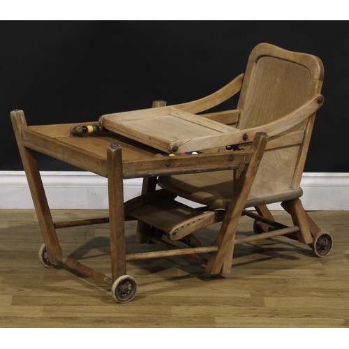 378 - An early 20th century metamorphic child's combination high chair and learning station, 94.5cm high