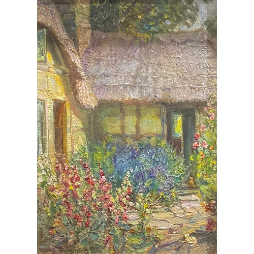 471 - J Townshend
Cottage Garden With Cat
bears signature, oil on board, 39cm x 27.5cm