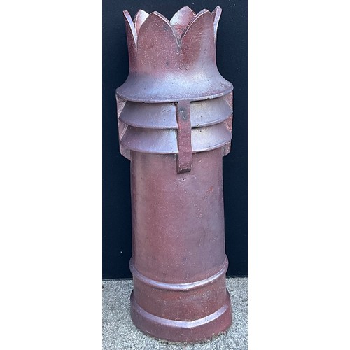 441 - A Victorian salt glazed tulip-top louvre chimney pot, 104cm high