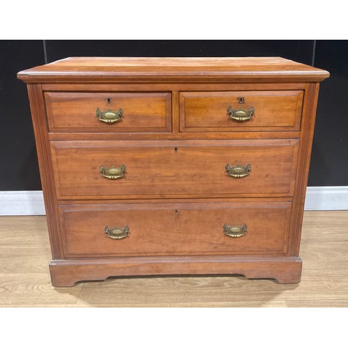 375A - A late Victorian walnut chest, of two short and two long drawers, 77cm high, 91.5cm wide, 53cm deep