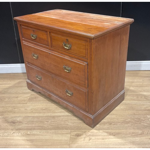 375A - A late Victorian walnut chest, of two short and two long drawers, 77cm high, 91.5cm wide, 53cm deep