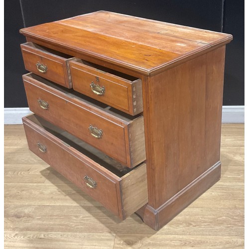 375A - A late Victorian walnut chest, of two short and two long drawers, 77cm high, 91.5cm wide, 53cm deep