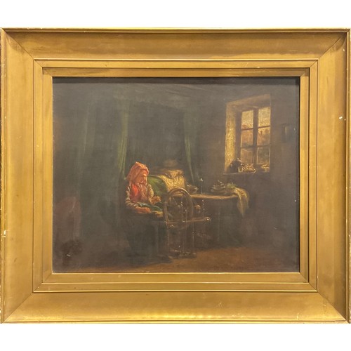 508 - Continental School (19th century)
The Spinning Wheel
oil on canvas, 39cm x 49cm