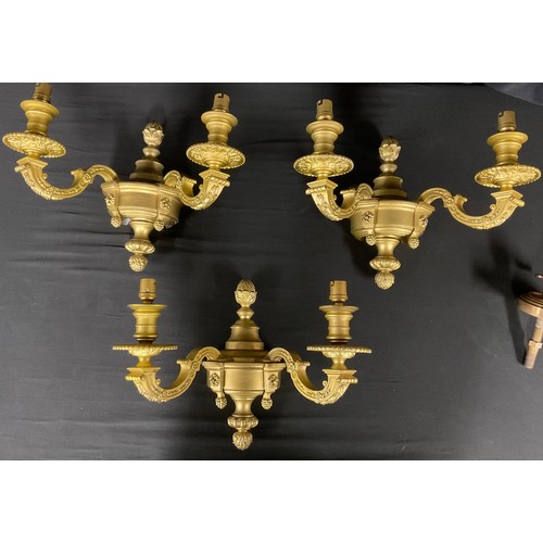 533 - A Neoclassical style six branch bronzed effect chandelier or electrolier, the central support column... 