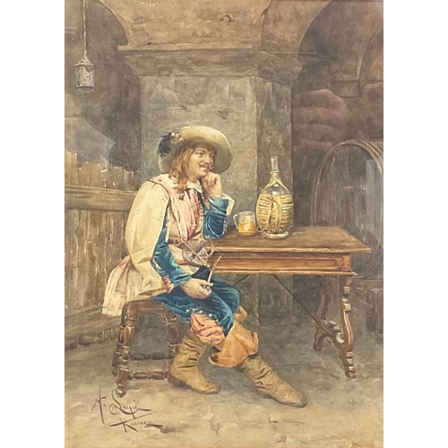 542 - A Lupi (19th century Italian School)
Tavern Interior with Cavalier
signed, noted Roma, watercolour, ... 