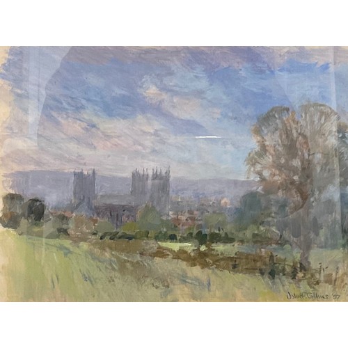 543 - John F Collins
Bristol Cathedral from the Meadows
signed, dated 97, oil on board, 26cm x 35cm