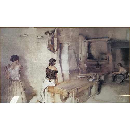 554 - Pictures and prints - W. Russell Flint, Three Women in a Provençal Vault, print, 26cm x 44cm; Botham... 