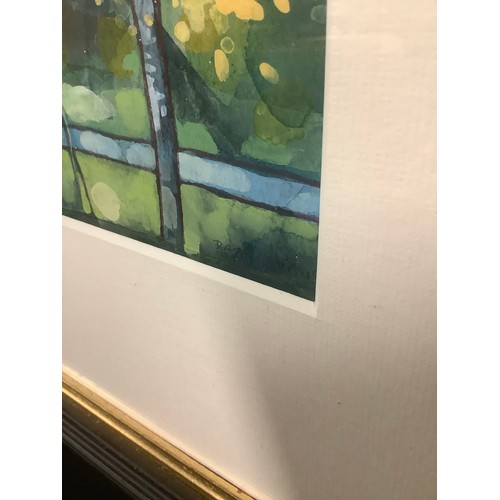 558 - **Collected 27/02/24**
Bryan Evans
Kelvin Grove Towers Through The Birch Trees
signed, watercolour, ... 