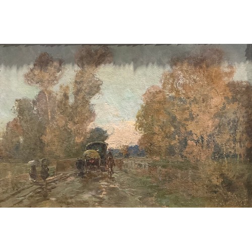 560 - English School (early 20th century)
Rainy Day, horses, cart and pedestrians
oil on canvas, 34.5cm x ... 