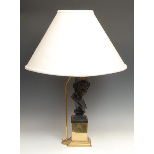 405A - Interior Decoration - a brass and composition table lamp, in the Grand Tour manner with a portrait b... 