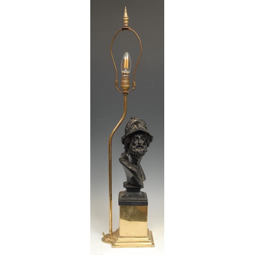 405A - Interior Decoration - a brass and composition table lamp, in the Grand Tour manner with a portrait b... 