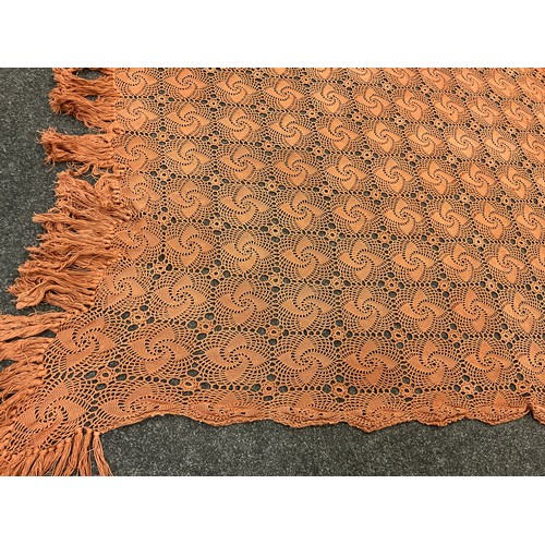 53 - A late 19th / early 20th century crochet double to king size bed throw, 250cm x 195cm.