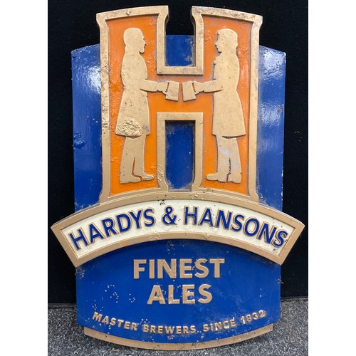 71 - Breweriana - Hardys & Hansons Finest Ales metal sign, 51.5cm high x 37cm.