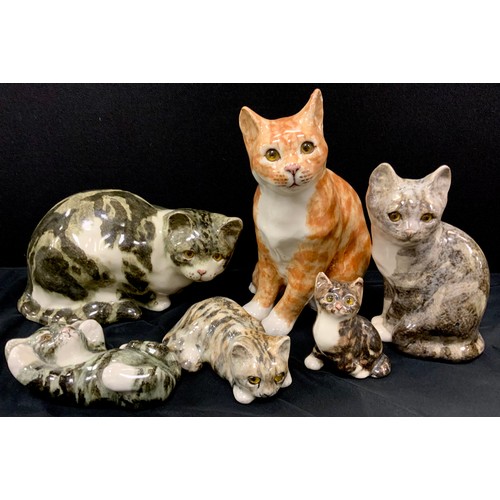 90 - A group of six Winstanley cats including; no.2, no.5, no.6, signed to bases, 10cm-33cm (6)