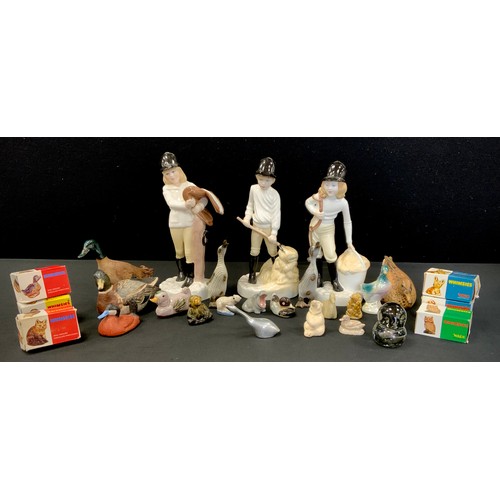 120 - Ceramics - three Coalport Pauline Shone figures, The Riding Lesson, Feeding Time and The Stable Girl... 