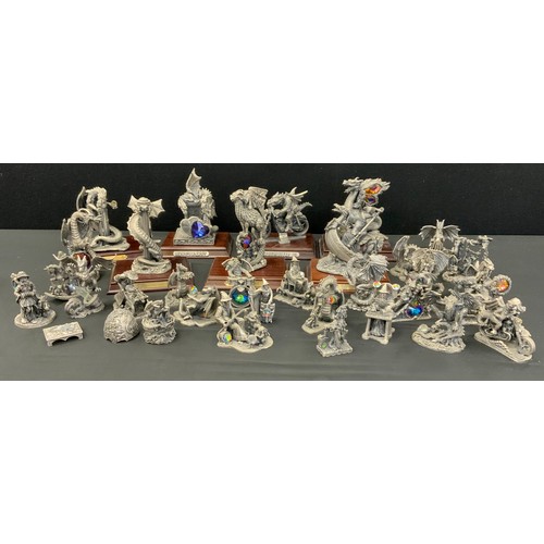 142 - Myth & Magic Pewter figures, Bewitched, Name That Tune, Dragon of the Underworld, Guardian of the Cr... 