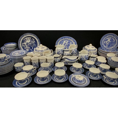 158 - Ceramics - an extensive blue and white table service including; tea service for twelve , coffee serv... 