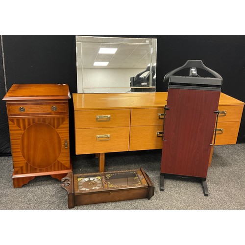 190 - A 1970’s teak sideboard, 64.5cm high x 149.5cm wide x 44.5cm deep;  JVC hifi system with turntable, ... 