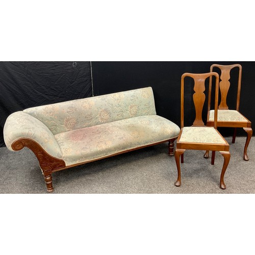 200 - An early 20th century Chaise Longue, 70cm high x 177cm x 63.5cm;  a pair of Queen Anne style mahogan... 