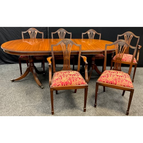 204 - A set of six Hepplewhite style reproduction mahogany dining chairs, serpentine shaped backs with Whe... 