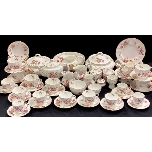 205 - An extensive Royal Crown Derby Posies pattern dinner and tea set, for six inc two tureens and covers... 