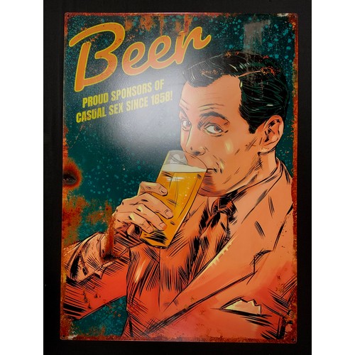 239 - Novelty tin Advertising beer sign, Proud Sponsors of Casual Sex since 1858!, 70cm x 50cm