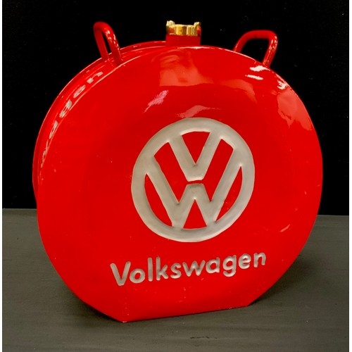 242 - A round Volkswagen red replica oil can, 36cm high