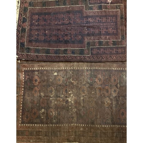 248 - A Persian Baluch style woollen prayer rug, 132cm x 90cm;  another, Persian woollen rug, central pane... 