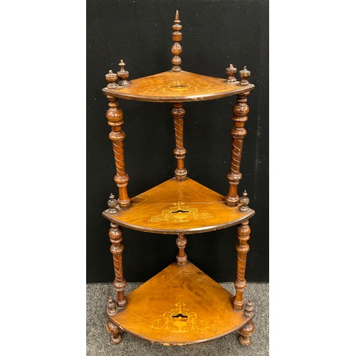 261 - An Edwardian walnut three-tier What-not, 113cm high x 52cm wide x 36cm deep.