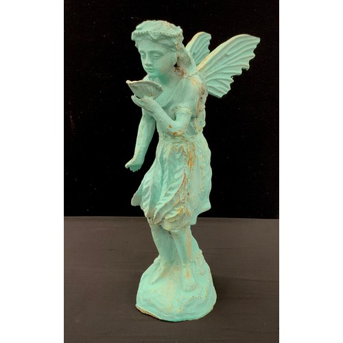 263 - Cast iron weather effect garden fairy, 50cm high