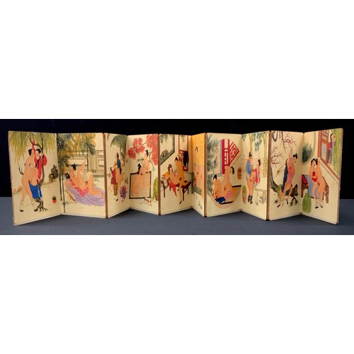 285 - A concertina action Chinese erotic book, 19cm, 20th/21st century