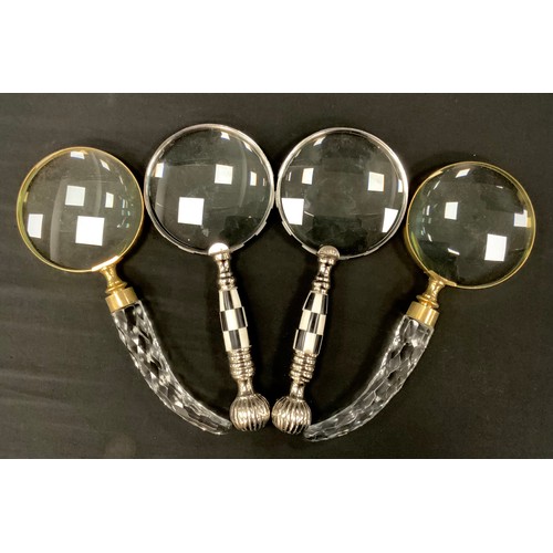 288 - A group of four magnifying glass, chequered pattern and cut glass, 26cm long (4)